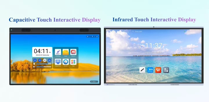 What are the core differences between infrared and capacitive touch technologies in interactive displays? How to choose the appropriate touch technology based on usage scenarios?